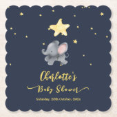 Niedlicher Elefant & Ballon unter der glühenden Na Untersetzer (Vorderseite)