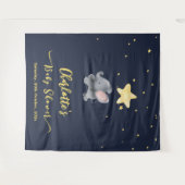 Niedlicher Elefant & Ballon unter der glühenden Na Wandteppich (Vorderseite (Horizontal))