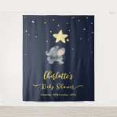 Niedlicher Elefant & Ballon unter der glühenden Na Wandteppich (Vorderseite)