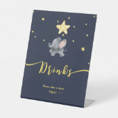 Niedlicher Elefant & Balloon Baby Dusche Drinks Sockelschild (Vorderseite)