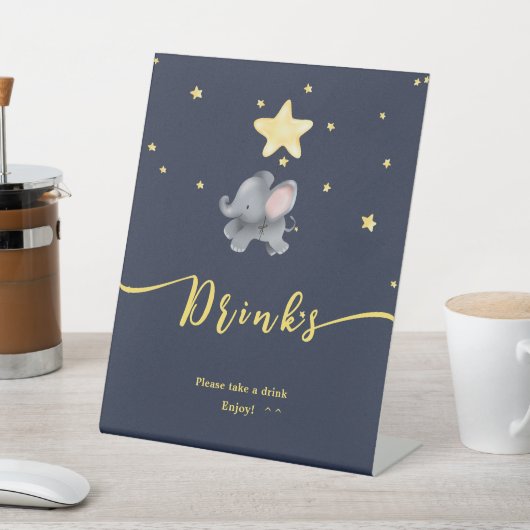 Niedlicher Elefant & Balloon Baby Dusche Drinks Sockelschild (In SItu)