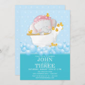 Niedlicher Elefant Bath Geburtstag Einladung (Vorne/Hinten)