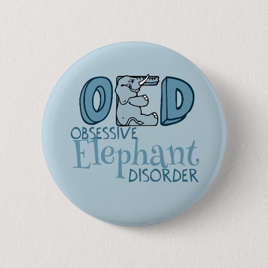 Niedlicher Elefant besessen blau Button (Vorderseite)