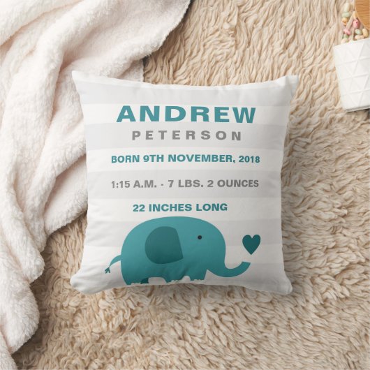 Niedlicher Elefant Birth Announcement Pillow Kissen (Decke)