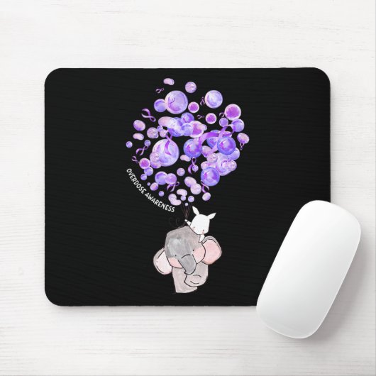 Niedlicher Elefant bläst Lila Ballons Überdosis Mousepad (Mit Mouse)
