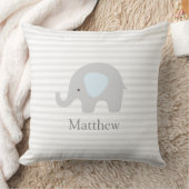 Niedlicher Elefant Blau Streifen Boy Throw Kissen (Decke)