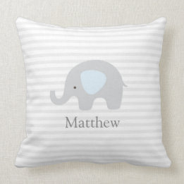Niedlicher Elefant Blau Streifen Boy Throw Kissen