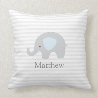 Niedlicher Elefant Blau Streifen Boy Throw Kissen