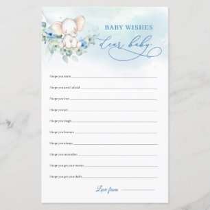 Niedlicher Elefant blauer Blüten Liebe Baby wünsch