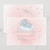 Niedlicher Elefant, Cloud, Stars Babydusche Begleitkarte (Vorne/Hinten)
