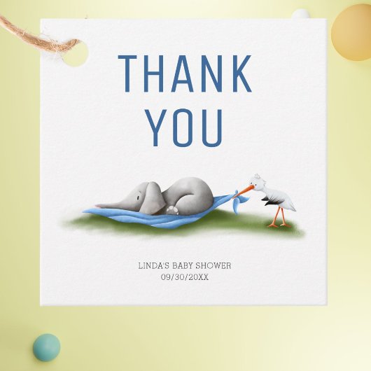 Niedlicher Elefant Danke Babydusche Geschenkanhänger