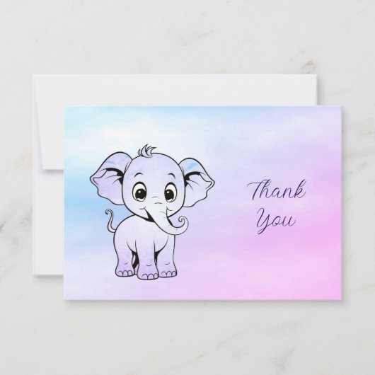 Niedlicher Elefant Dankeskarte (Vorderseite)