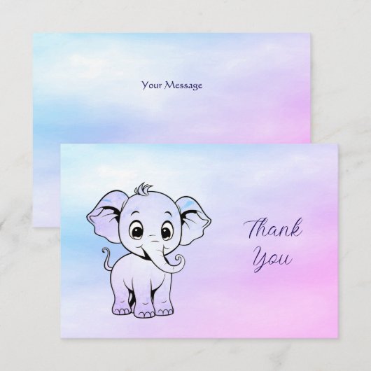 Niedlicher Elefant Dankeskarte (Vorne/Hinten)