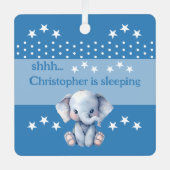 Niedlicher Elefant, der den Namen hinzufügt, schlä Ornament Aus Metall (Vorderseite)