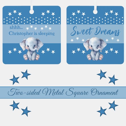 Niedlicher Elefant, der den Namen hinzufügt, schlä Ornament Aus Metall