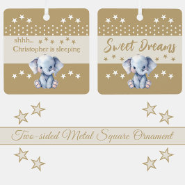 Niedlicher Elefant, der den Namen "schläft braun"  Ornament Aus Metall