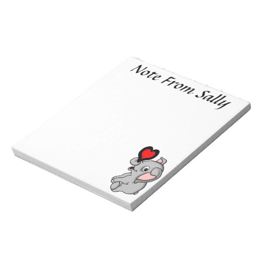 Niedlicher Elefant, der ein Herz hält Notizblock (Rotiert)