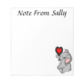 Niedlicher Elefant, der ein Herz hält Notizblock (Vorderseite)