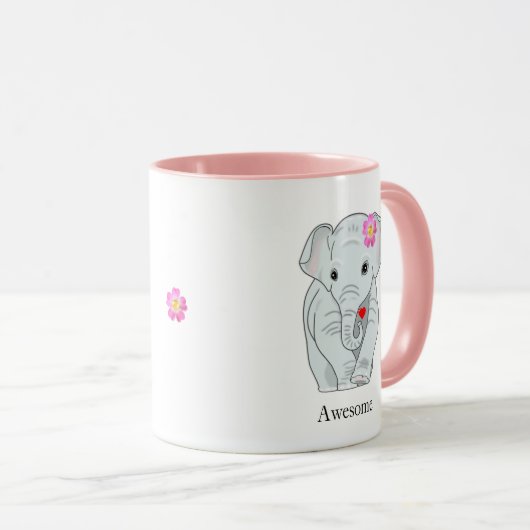 Niedlicher Elefant, der eine Herz-Tasse hält Tasse (VorderseiteRechts)