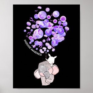 Niedlicher Elefant, der lila Luftballons bei Überd Poster