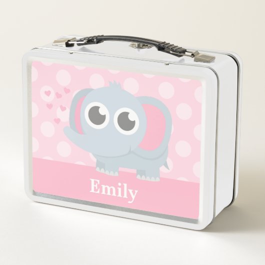 Niedlicher Elefant, der mit Trunk die Herzen bläst Metall Brotdose (Rückseite)