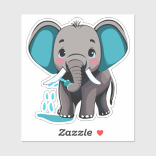 Niedlicher Elefant, der Wasser aus dem Kofferraum Aufkleber