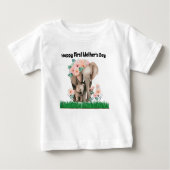 niedlicher Elefant des glücklichen ersten Mutterta Baby T-shirt (Vorderseite)