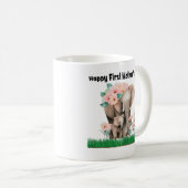 niedlicher Elefant des glücklichen ersten Mutterta Kaffeetasse (VorderseiteRechts)