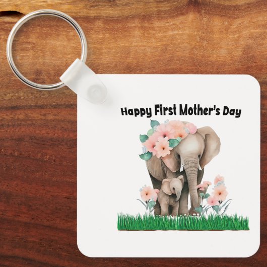 niedlicher Elefant des glücklichen ersten Mutterta Schlüsselanhänger (Vorderseite)