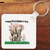 niedlicher Elefant des glücklichen ersten Mutterta Schlüsselanhänger (Rückseite)
