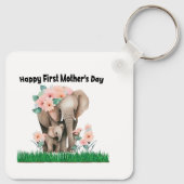 niedlicher Elefant des glücklichen ersten Mutterta Schlüsselanhänger (Rückseite)