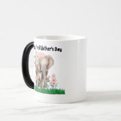 niedlicher Elefant des glücklichen ersten Mutterta Verwandlungstasse (Vorderseite Links)