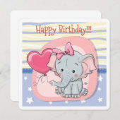 Niedlicher Elefant Einladungskarte zum Geburtstag Einladung (Vorne/Hinten)