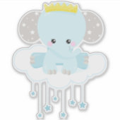 Niedlicher Elefant, Elefant auf einer Wolke, Krone Aufkleber (Vorderseite)