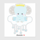 Niedlicher Elefant, Elefant auf einer Wolke, Krone Aufkleber (Blatt)