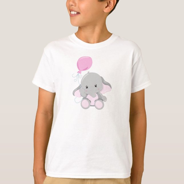 Niedlicher Elefant, Elefant mit Ballon T-Shirt (Vorderseite)