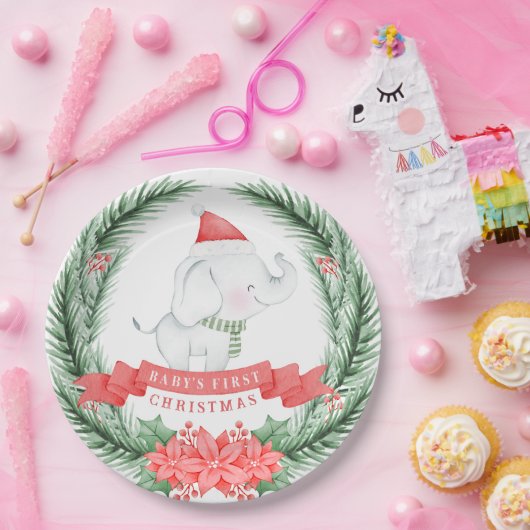 Niedlicher Elefant | Erste Weihnachten des Kindes Pappteller (Party)