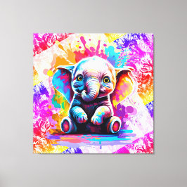 Niedlicher Elefant - farbenfrohe Elefantenmalerei Leinwanddruck
