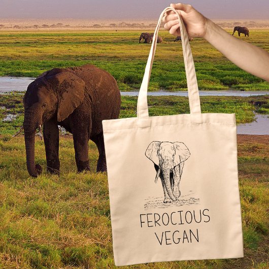 Niedlicher Elefant Ferocious Vegan Tragetasche