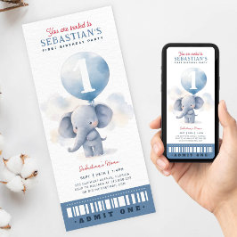 Niedlicher Elefant First Birthday Ticket Einladung