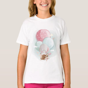 Niedlicher Elefant Flug mit Balloons T-Shirt