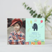 Niedlicher Elefant | Foto Birthday Party Card (Stehend Vorderseite)