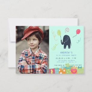 Niedlicher Elefant Foto Birthday Party Card