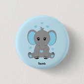 Niedlicher Elefant für Jungen in blau Button (Vorderseite)