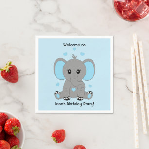 Niedlicher Elefant für Jungen in blau, kundenspezi Serviette