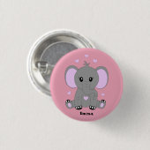 Niedlicher Elefant für Mädchen in rosa Button (Vorne & Hinten)