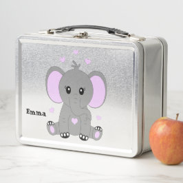 Niedlicher Elefant für Mädchen in rosa Metall Brotdose