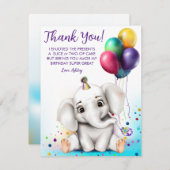 Niedlicher Elefant Geburtstag Dankeschön Karte (Vorne/Hinten)