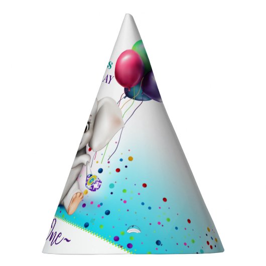 Niedlicher Elefant Geburtstag Partyhütchen (Rechts)