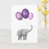 Niedlicher Elefant Geburtstagskarte (lila) Karte (Gelbe Blume)